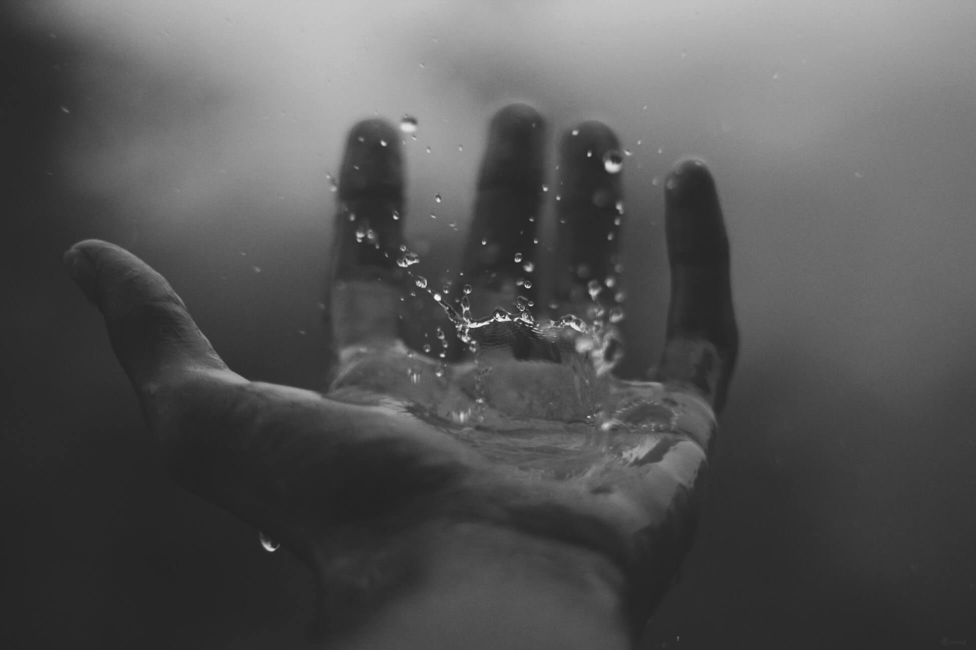 water drops on hand